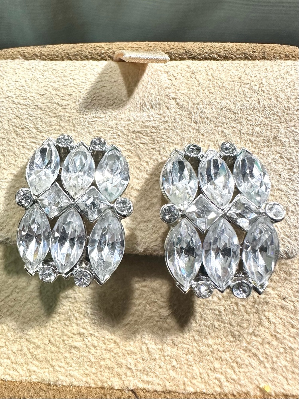Vtg KRAMER Rhinestone Earrings